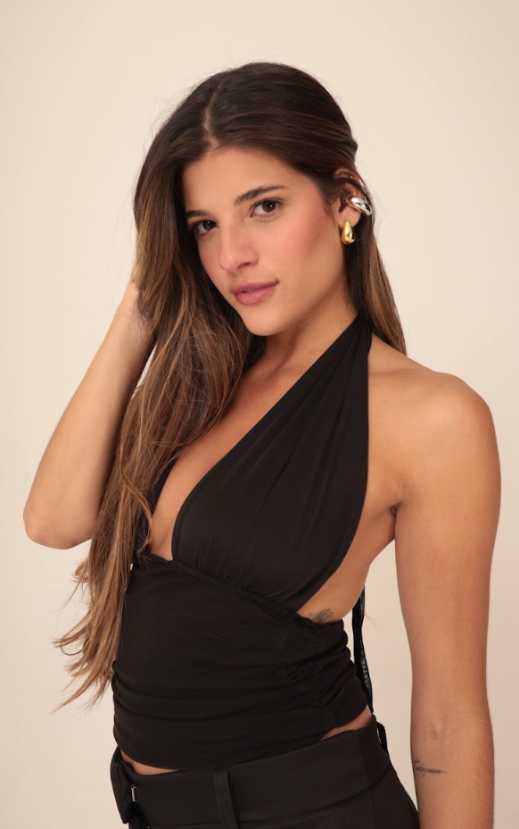 Blusa frente única duplo tule